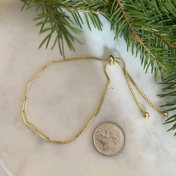 Gold Plated Dainty Adjustable Bracelet - Picture 2 of 2